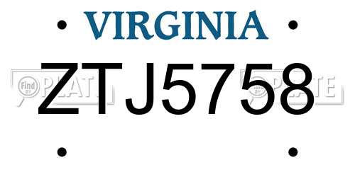 ZTJ5758 Virginia License Plate