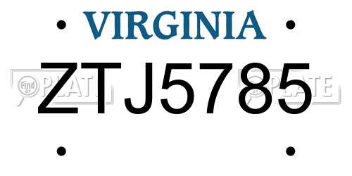 ZTJ5785 Virginia License Plate