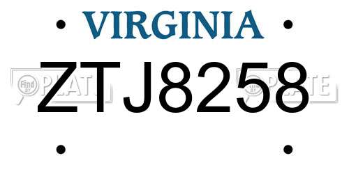 ZTJ8258 Virginia License Plate