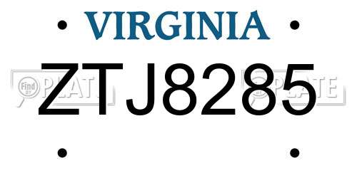 ZTJ8285 Virginia License Plate