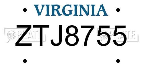 ZTJ8755 Virginia License Plate