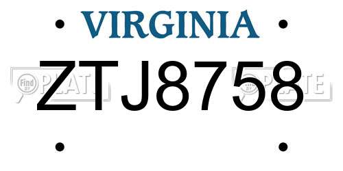 ZTJ8758 Virginia License Plate