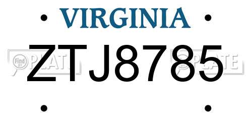 ZTJ8785 Virginia License Plate