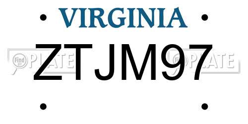 ZTJM97 Virginia License Plate