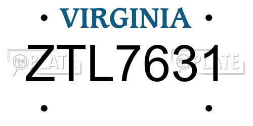 ZTL7631 Virginia License Plate