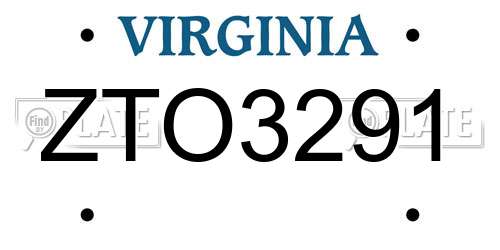 ZTO3291 Virginia License Plate