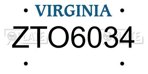 ZTO6034 Virginia License Plate