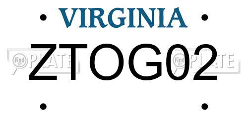 ZTOG02 Virginia License Plate