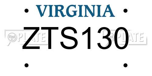 ZTS130 Virginia License Plate