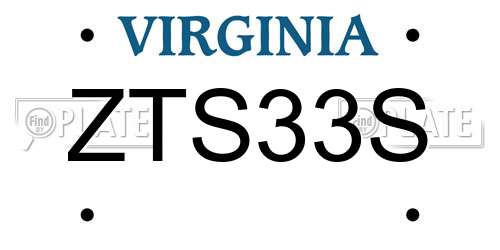 ZTS33S Virginia License Plate