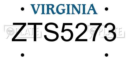 ZTS5273 Virginia License Plate