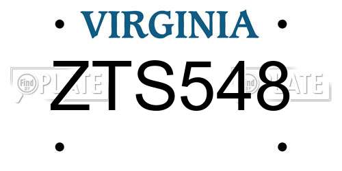 ZTS548 Virginia License Plate