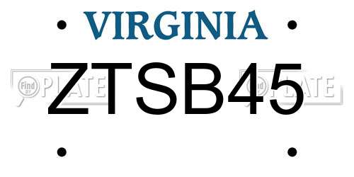 ZTSB45 Virginia License Plate
