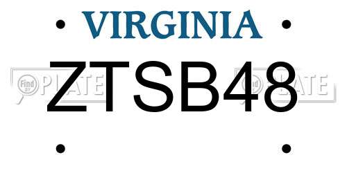 ZTSB48 Virginia License Plate