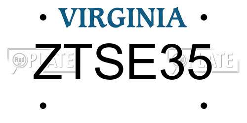 ZTSE35 Virginia License Plate