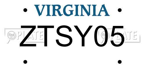 ZTSY05 Virginia License Plate