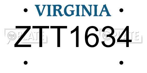 ZTT1634 Virginia License Plate