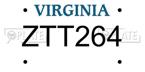 ZTT264 Virginia License Plate