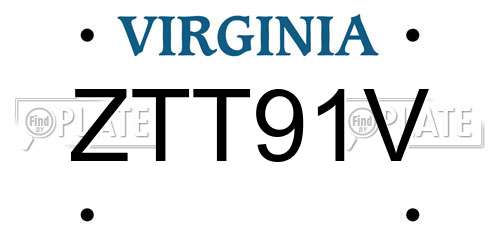 ZTT91V Virginia License Plate