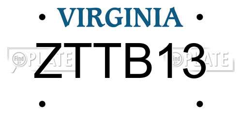 ZTTB13 Virginia License Plate
