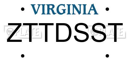 ZTTDSST Virginia License Plate
