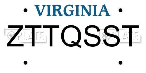 ZTTQSST Virginia License Plate