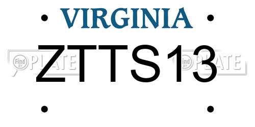 ZTTS13 Virginia License Plate