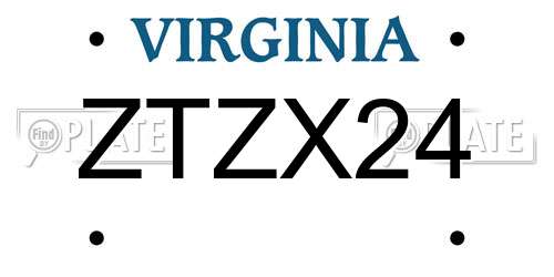 ZTZX24 Virginia License Plate