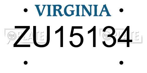 ZU15134 Virginia License Plate