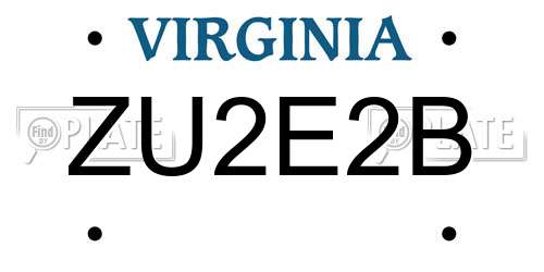 ZU2E2B Virginia License Plate