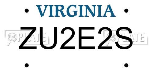 ZU2E2S Virginia License Plate