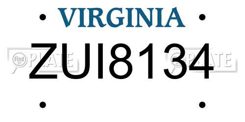 ZUI8134 Virginia License Plate