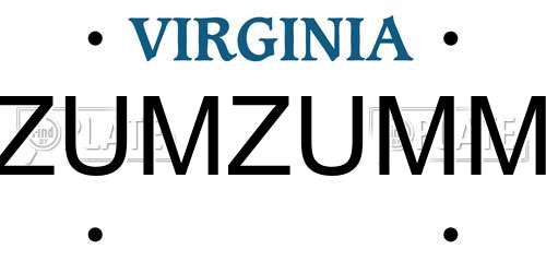 ZUMZUMM Virginia License Plate