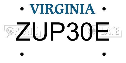 ZUP30E Virginia License Plate