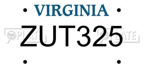 ZUT325 Virginia License Plate