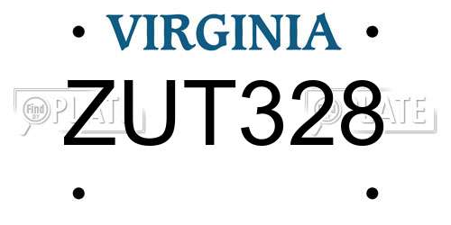 ZUT328 Virginia License Plate