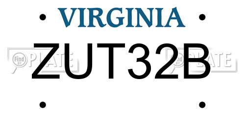 ZUT32B Virginia License Plate