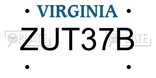 ZUT37B Virginia License Plate