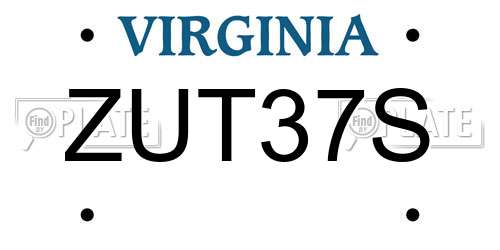 ZUT37S Virginia License Plate