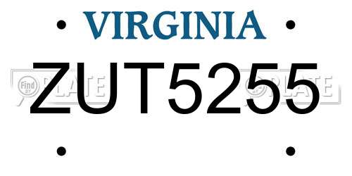 ZUT5255 Virginia License Plate