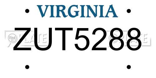 ZUT5288 Virginia License Plate