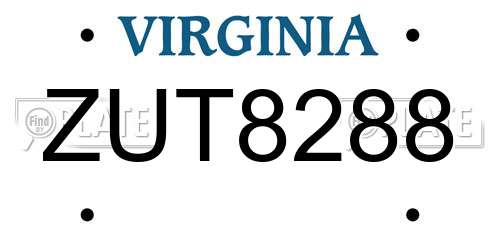 ZUT8288 Virginia License Plate