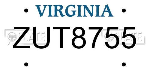 ZUT8755 Virginia License Plate