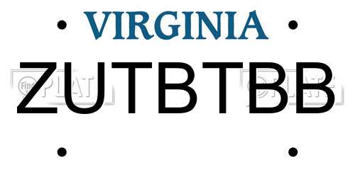 ZUTBTBB Virginia License Plate
