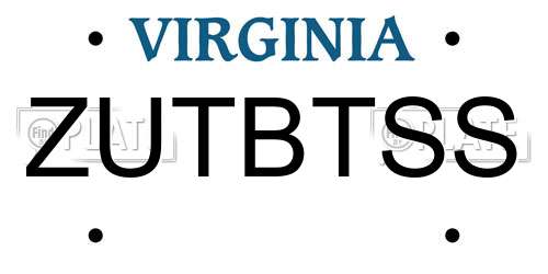 ZUTBTSS Virginia License Plate