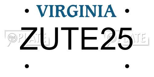 ZUTE25 Virginia License Plate