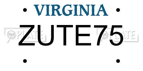 ZUTE75 Virginia License Plate