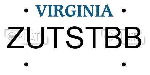 ZUTSTBB Virginia License Plate