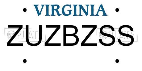 ZUZBZSS Virginia License Plate