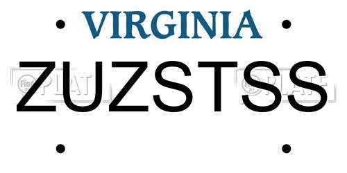 ZUZSTSS Virginia License Plate